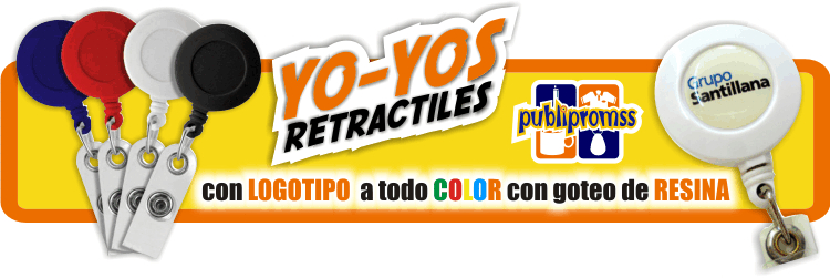 YOYO RETRACTIL CON LOGO CON GOTEO DE RESINA PUBLIPROMSS